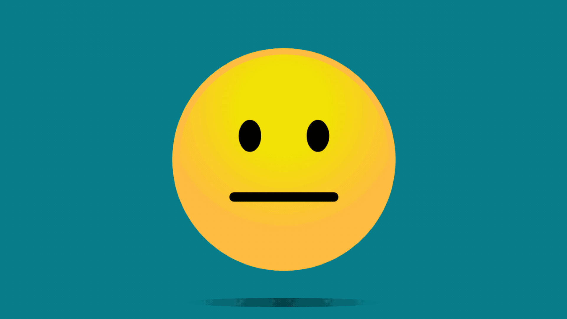 Illustration d'un emoji neutre animé se transformant en un emoji souriant avec des lunettes de soleil.